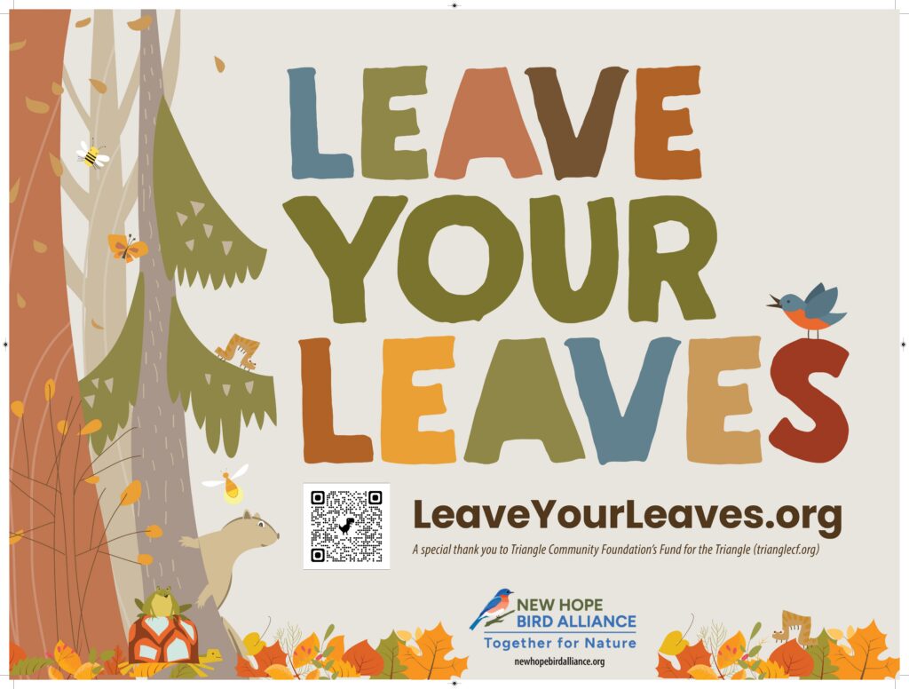 A photo of the NHBA Leave your Leaves yard sign, done in fall colors